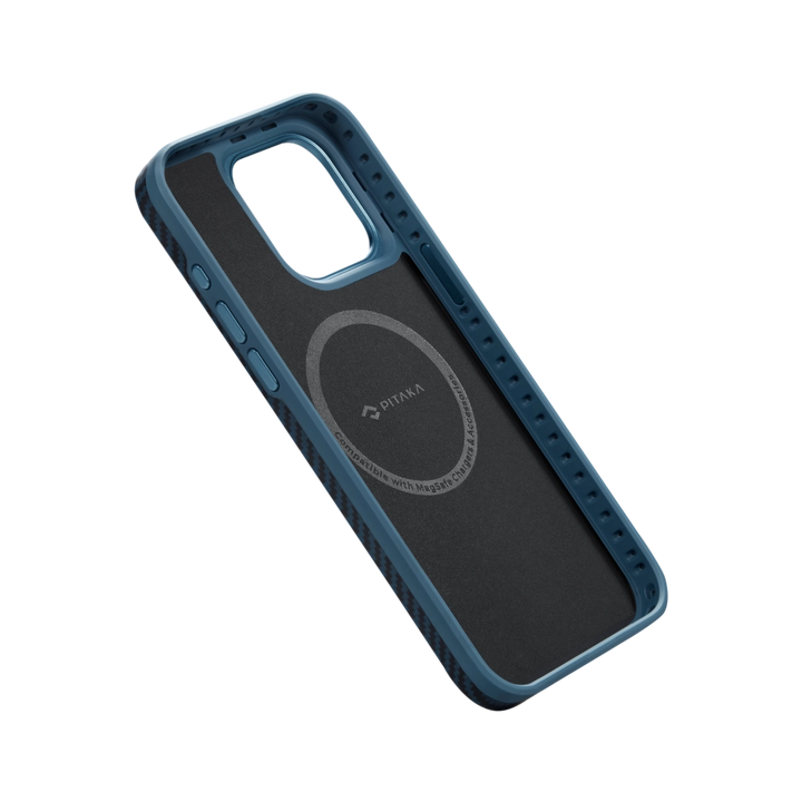Противоударный чехол Pitaka MagEZ Pro 4 для iPhone 15 Plus 1500D Black/Blue (Twill)