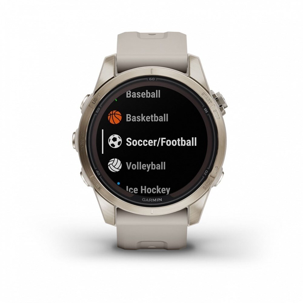 Умные часы Garmin Fenix 7s Pro Sapphire Solar золотистый корпус со светло-песочным ремешком