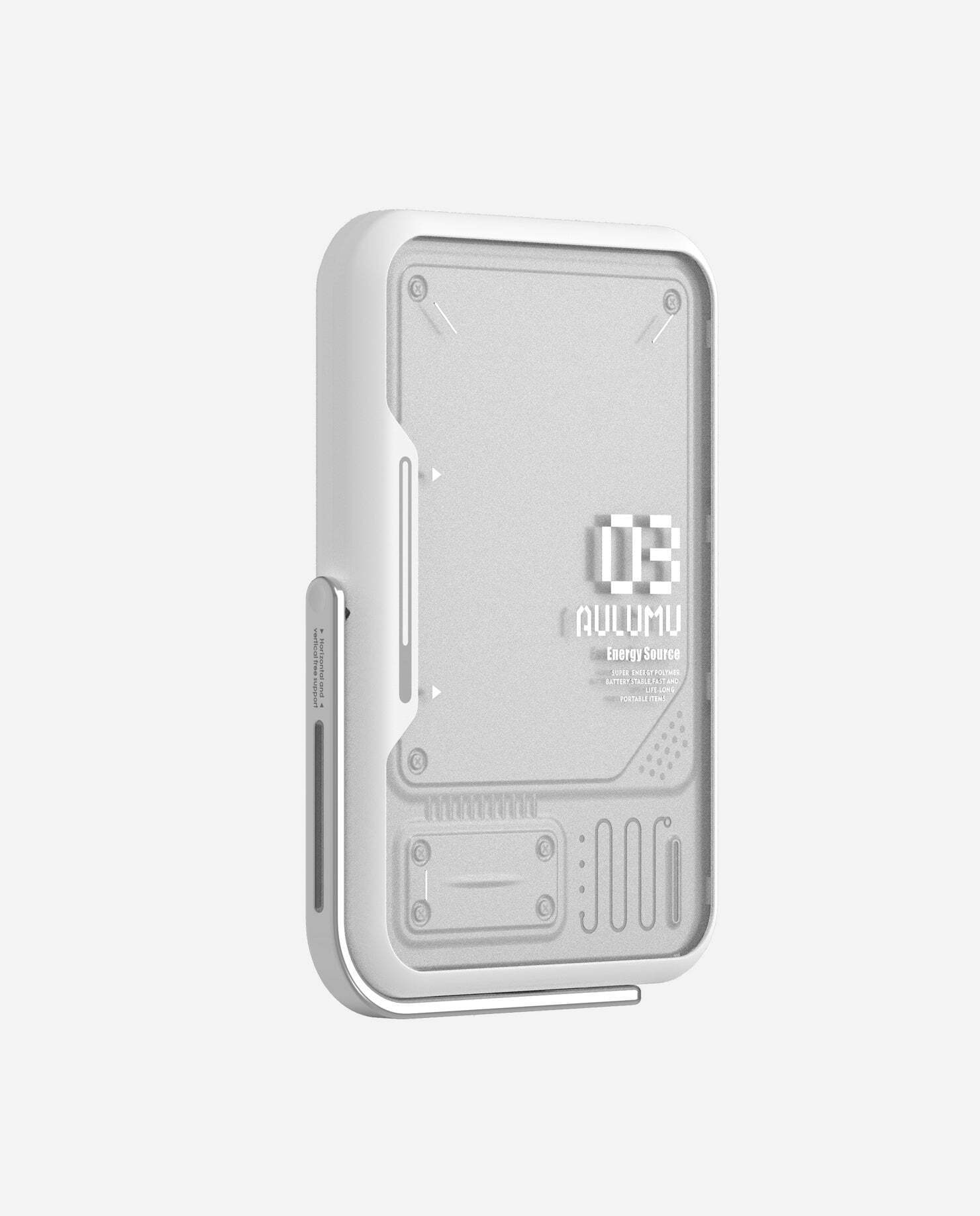 Внешний магнитный аккумулятор с подставкой Aulumu M03 MagSafe, Белый