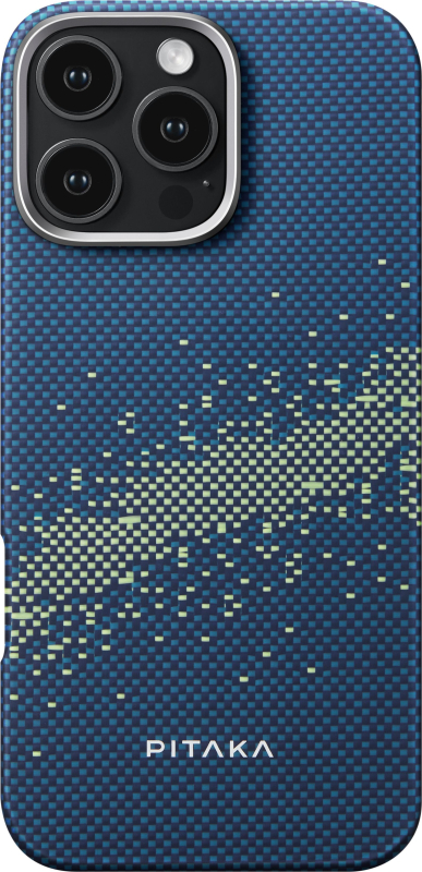 Чехол Pitaka MagEZ StarPeak Tactile Woven case для iPhone 16 Pro Max, Milky Way Galaxy (Зеленый-Синий)
