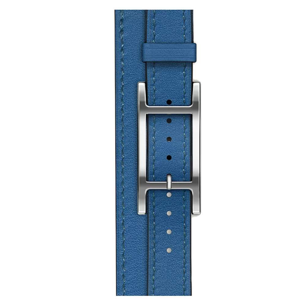 Apple Watch Series 10 Hermes, 42 мм корпус из титана цвета «Silver», кожаный ремешок Hapi Attelage Tour Bleu de France (Синий)