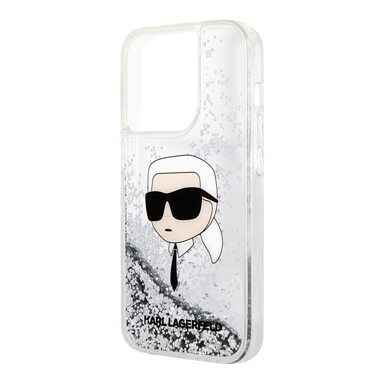 Чехол Karl Lagerfeld Liquid Glitter NFT Choupette Head Hard для iPhone 15 Pro Silver (Серебристый)