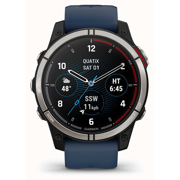 Умные часы Garmin Quatix 7 с сапфировым стеклом чёрный корпус с синим ремешком
