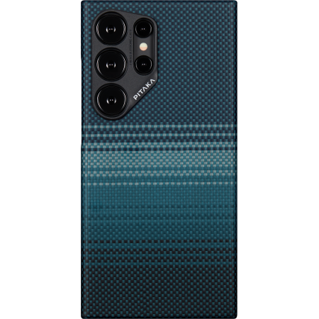 Чехол Pitaka Fusion Weaving MagEZ Case 4 для Samsung Galaxy S24 Ultra, Moonrise (чёрный/синий)