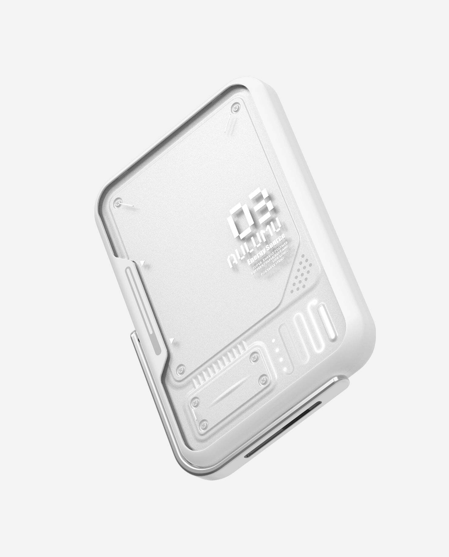 Внешний магнитный аккумулятор с подставкой Aulumu M03 MagSafe, Белый