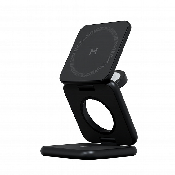 Складное беспроводное зарядное устройство Magssory Fold Pro 3 в 1 для iPhone, AirPods и Apple Watch, совместимое с MagSafe, Black (Чёрный)