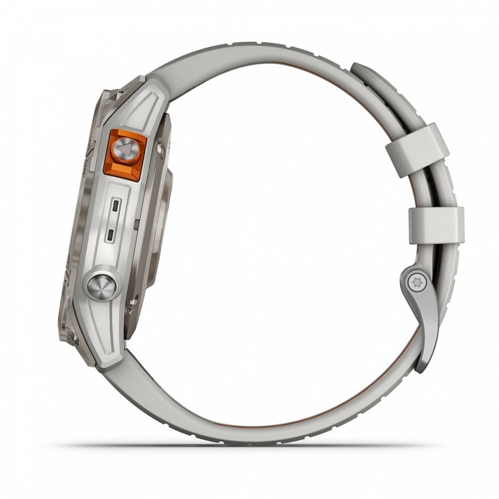 Умные часы Garmin Fenix 7 Pro Sapphire Solar титановый серый с серо-оранжевым ремешком