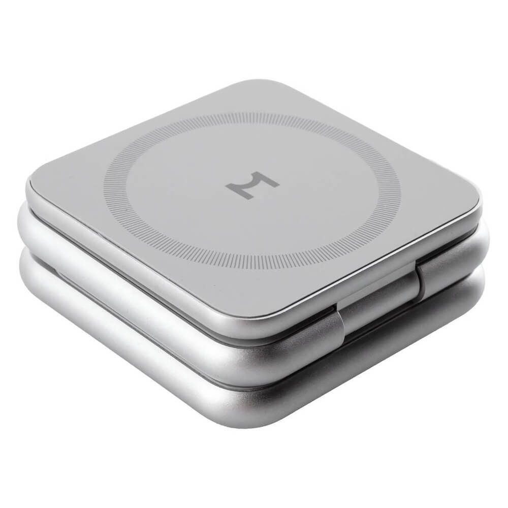 Складное беспроводное зарядное устройство Magssory 3 в 1 для iPhone, AirPods и Apple Watch, совместимое с MagSafe,  Silver