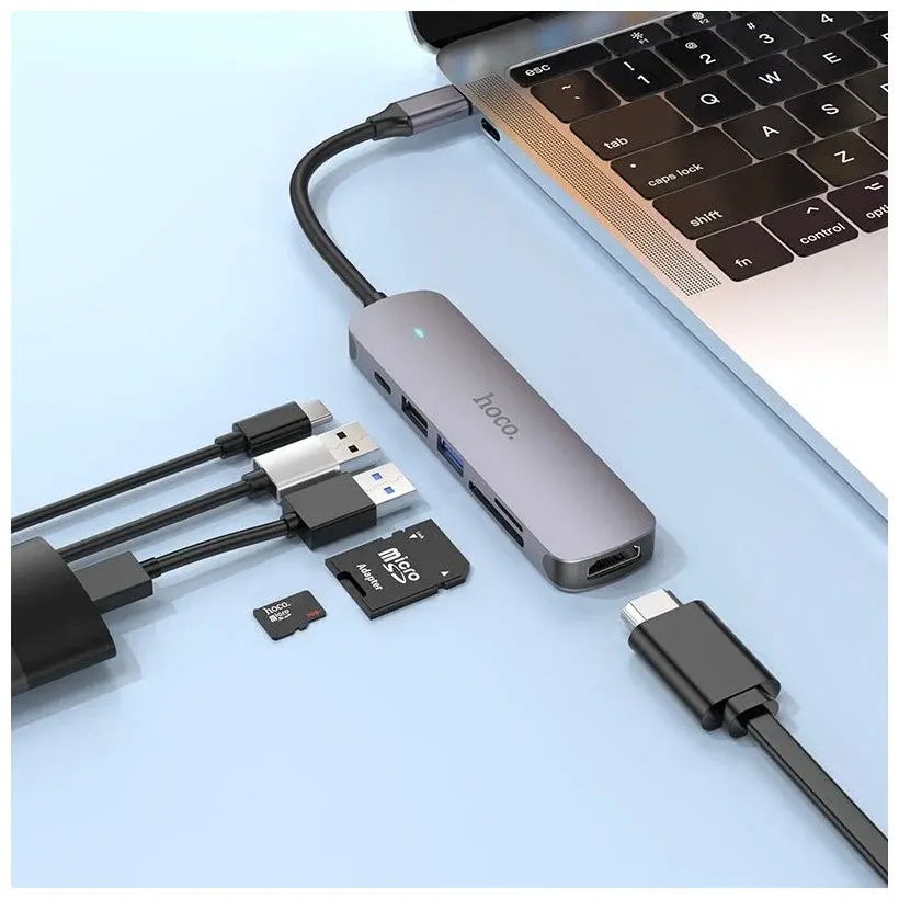 Переходник Hoco HB28 6 in 1 USB-C MULTIFACTION