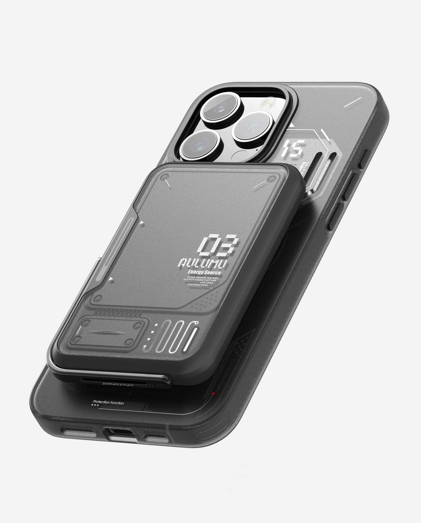 Внешний магнитный аккумулятор с подставкой Aulumu M03 MagSafe, Чёрный
