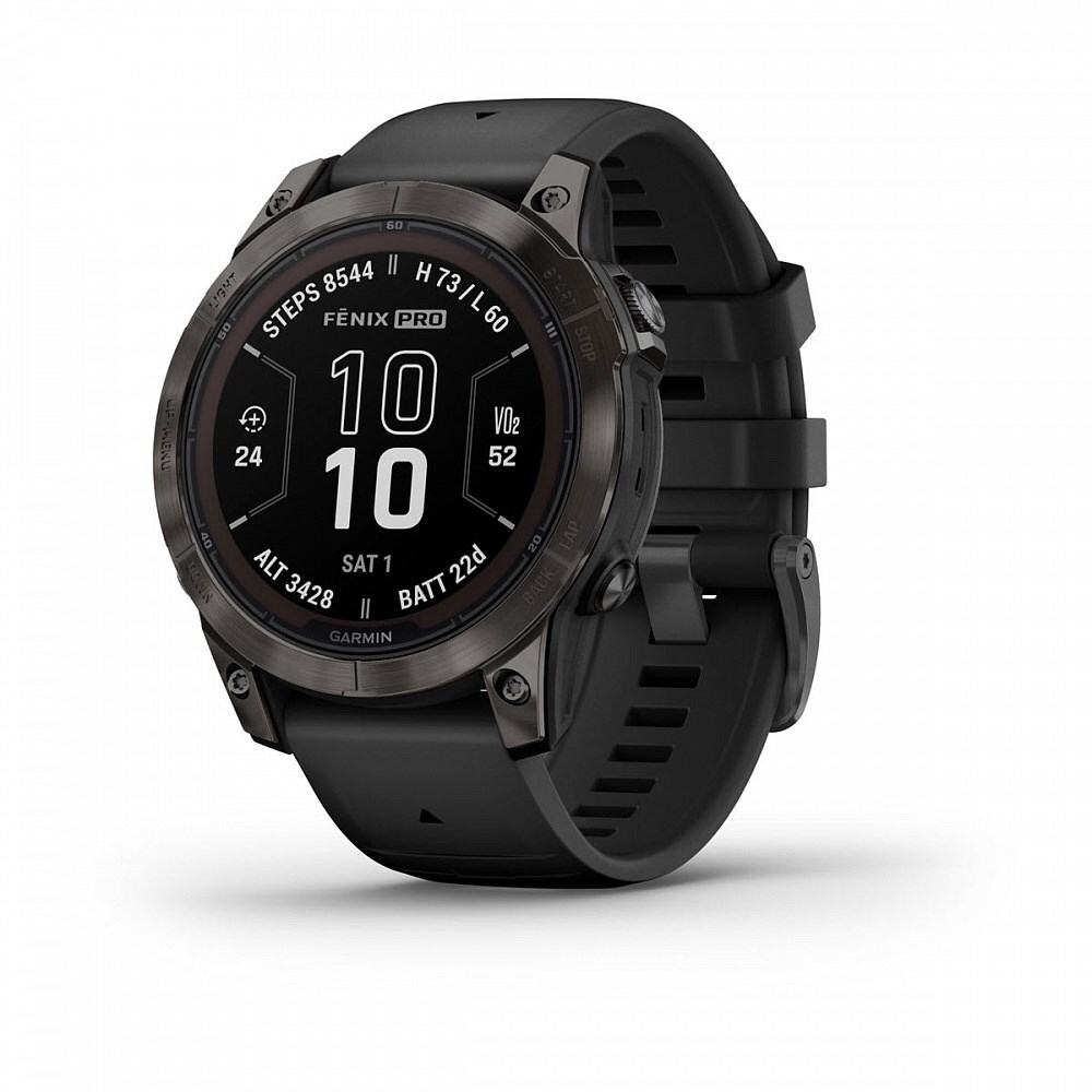 Умные часы Garmin Fenix 7 Pro Sapphire Solar титан DLC Carbon Grey с черным браслетом