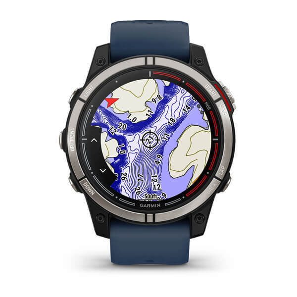 Умные часы Garmin Quatix 7 с сапфировым стеклом чёрный корпус с синим ремешком