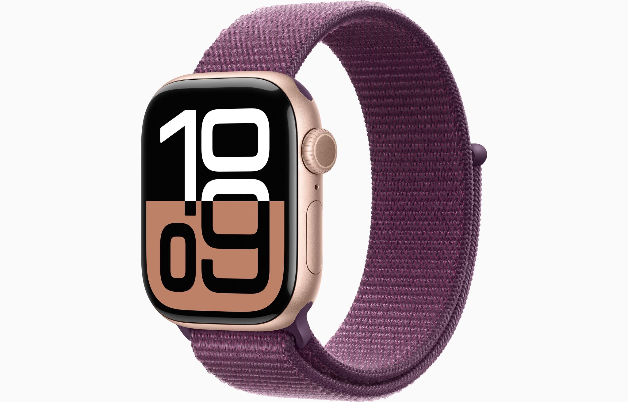 Apple Watch Series 10, 42 мм корпус из алюминия цвета «Rose Gold», ремешок Textile Sport Plum