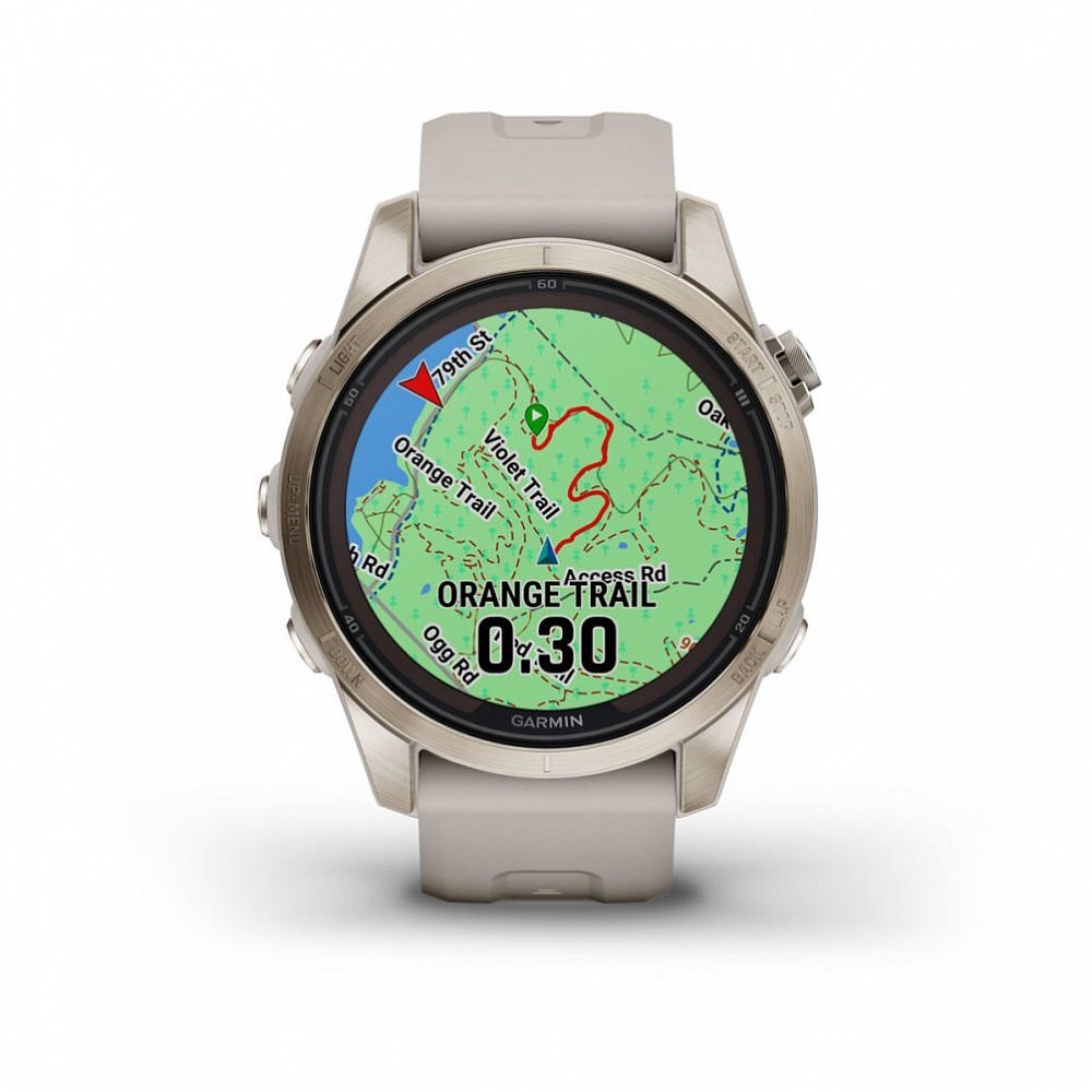 Умные часы Garmin Fenix 7s Pro Sapphire Solar золотистый корпус со светло-песочным ремешком