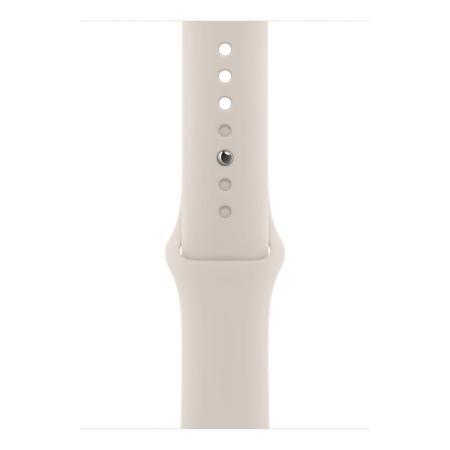 Apple Watch Series 9, 45 мм корпус из алюминия цвета «Starlight», силиконовый спортивный ремешок «Starlight»