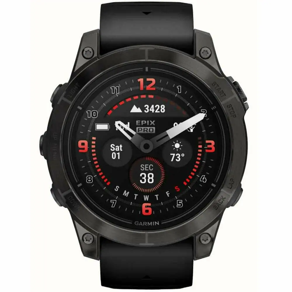 Умные часы Garmin Epix Pro (Gen 2) Sapphire Edition 47 мм, титановый, угольно-серый DLC, черный силиконовый ремешок