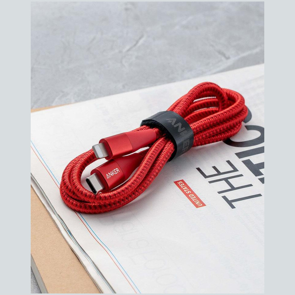 Кабель Anker PowerLine+ II USB Type-C - Lightning MFI 0,9 м, Red (Красный)