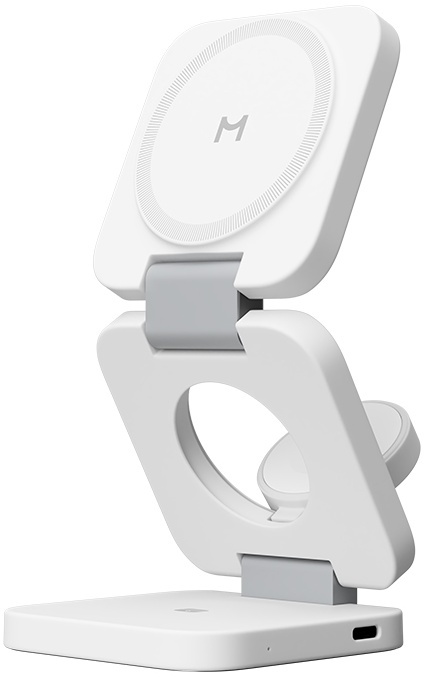 Складное беспроводное зарядное устройство Magssory Flex 3 в 1 для Apple, с магнитами, совместимое с MagSafe, White