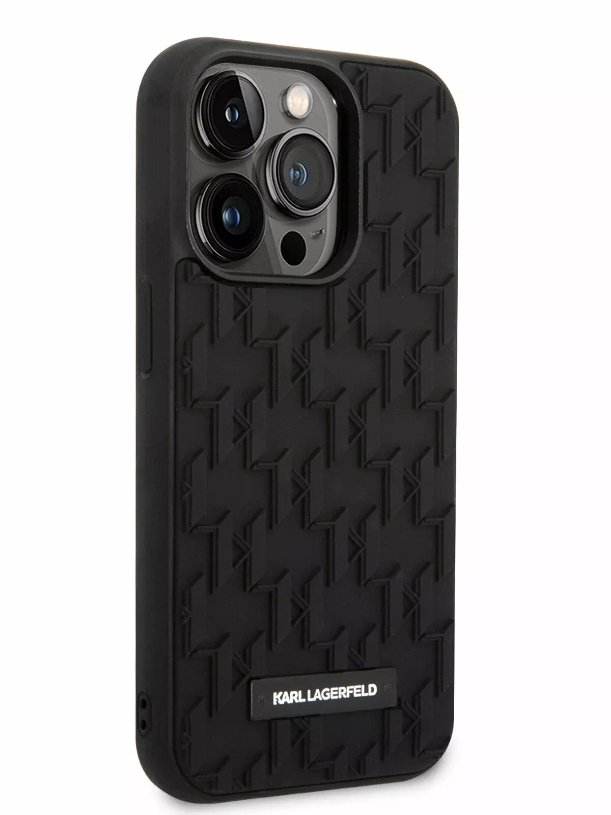 Чехол Karl Lagerfeld Rubber Monogram Metal logo для iPhone 15 Pro Hard Black (Чёрный)