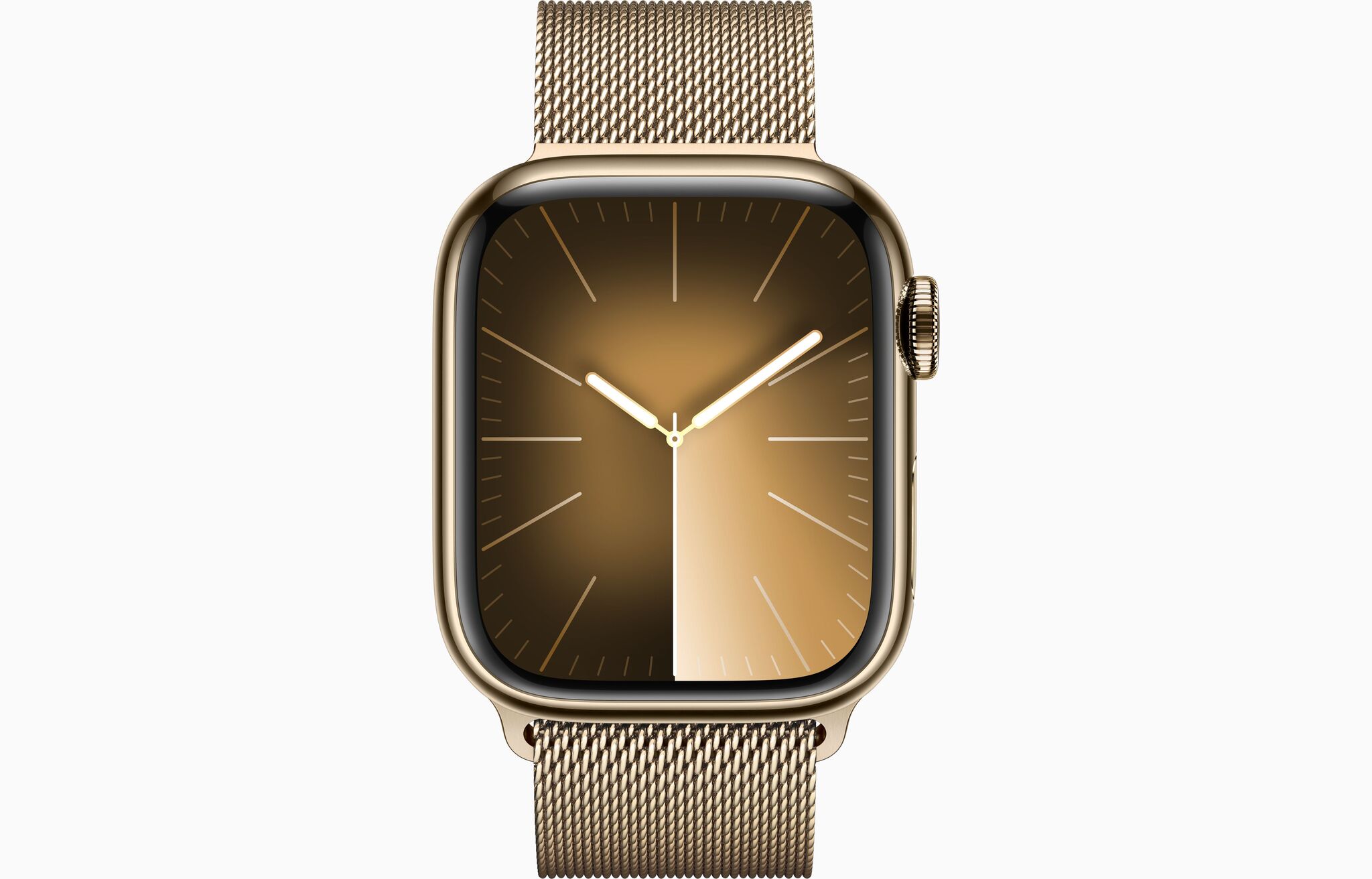 Apple Watch Series 9, 45 мм, корпус из нержавеющей стали в Gold, Milanese Loop gold