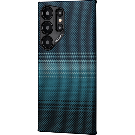 Чехол Pitaka Fusion Weaving MagEZ Case 4 для Samsung Galaxy S24 Ultra, Moonrise (чёрный/синий)