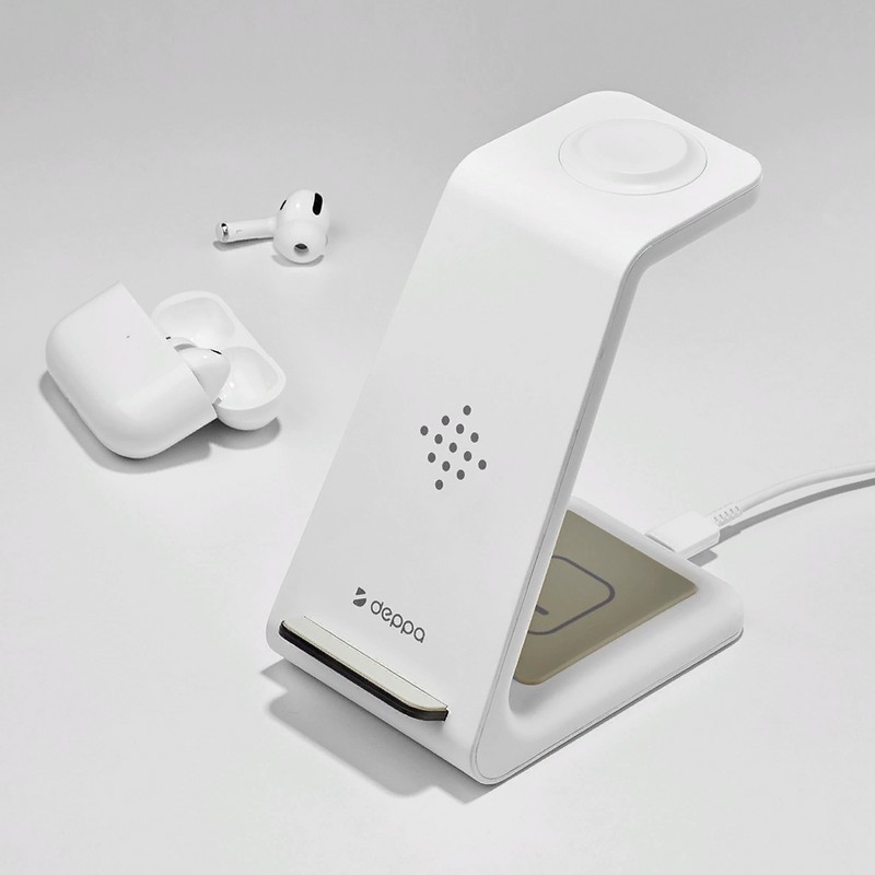 Беспроводное зарядное устройство Deppa 3в1 (D-24015) для Apple iPhone/ Watch/ Air Pods 20W Белый