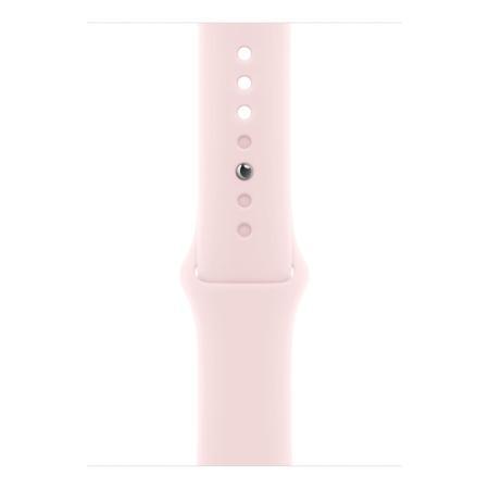 Apple Watch Series 9, 45 мм корпус из алюминия цвета «Pink», силиконовый спортивный ремешок «Light Pink»