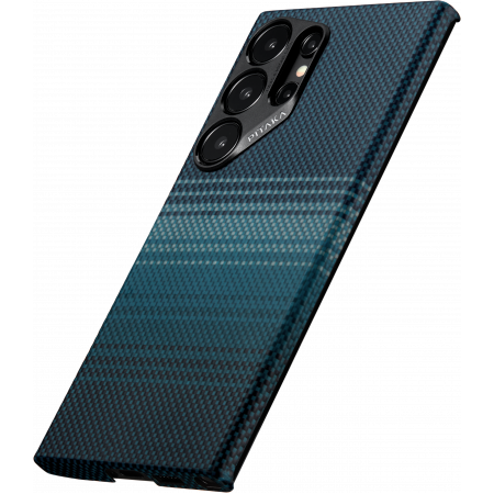 Чехол Pitaka Fusion Weaving MagEZ Case 4 для Samsung Galaxy S24 Ultra, Moonrise (чёрный/синий)