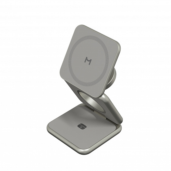 Складное беспроводное зарядное устройство Magssory Fold Pro 3 в 1 для iPhone, AirPods и Apple Watch, совместимое с MagSafe, Titan (Титановый)