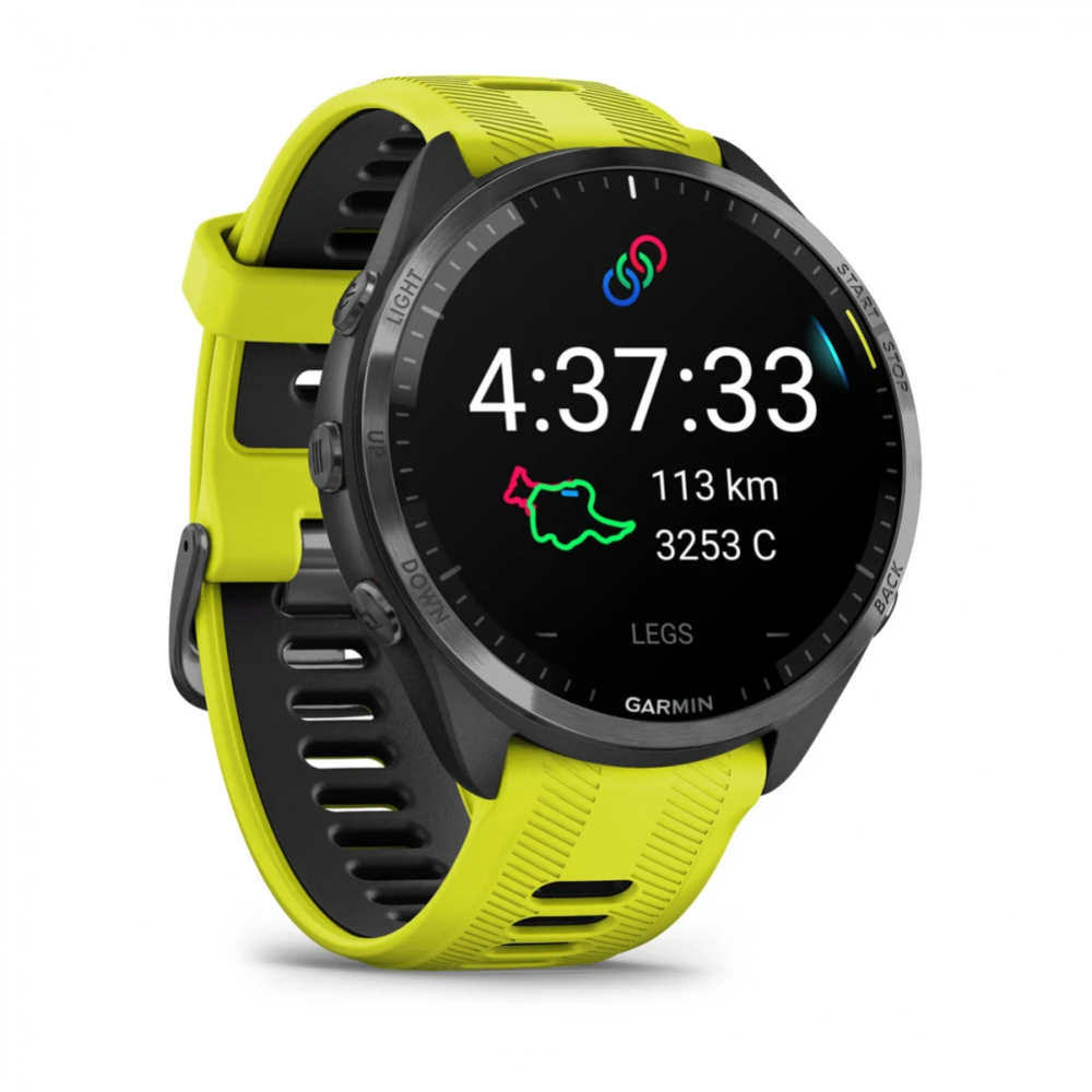 Умные часы Garmin Forerunner 965 с жёлтым ремешком