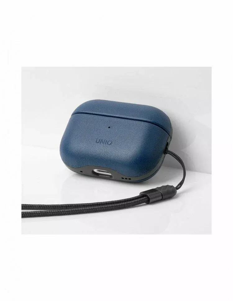 Чехол Uniq Terra Genuine Leather with Handstrap для AirPods Pro 2 Space Blue (Синий)