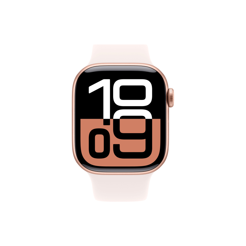 Apple Watch Series 10, 46 мм корпус из алюминия цвета «Rose Gold», силиконовый спортивный ремешок "Light Blush"