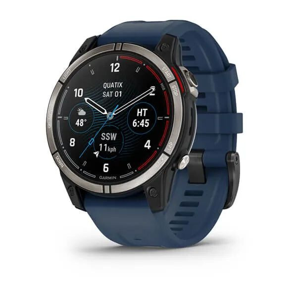 Умные часы Garmin Quatix 7 с сапфировым стеклом чёрный корпус с синим ремешком