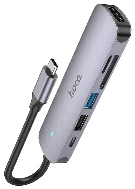 Переходник Hoco HB28 6 in 1 USB-C MULTIFACTION