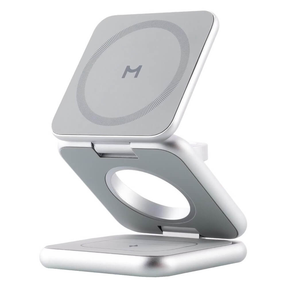 Складное беспроводное зарядное устройство Magssory 3 в 1 для iPhone, AirPods и Apple Watch, совместимое с MagSafe,  Silver