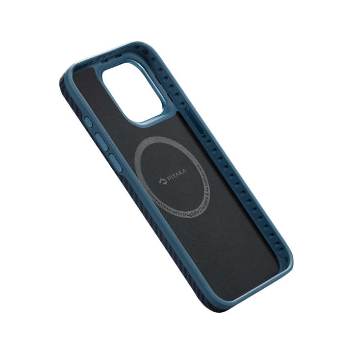 Противоударный чехол Pitaka MagEZ Pro 4 для iPhone 15 Pro Max 1500D Black/Blue (Twill)