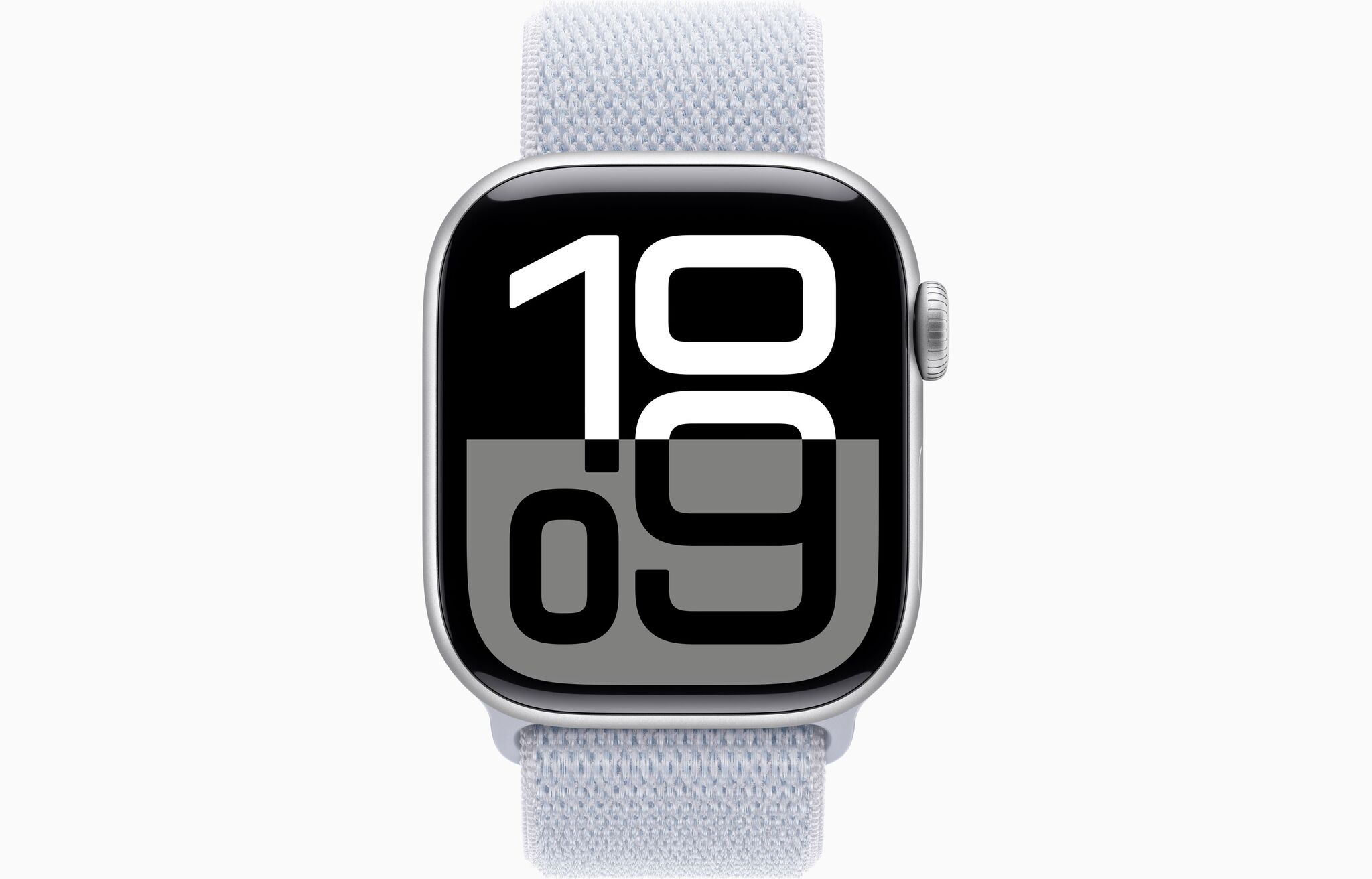 Apple Watch Series 10, 46 мм корпус из алюминия цвета «Silver», ремешок Textile Sport Cloud Blue
