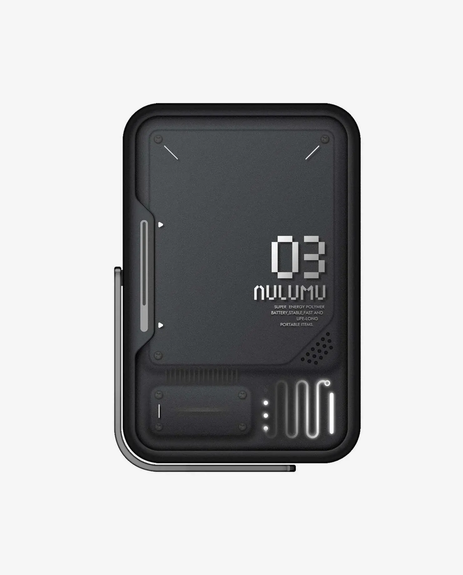 Внешний магнитный аккумулятор с подставкой Aulumu M03 MagSafe, Чёрный