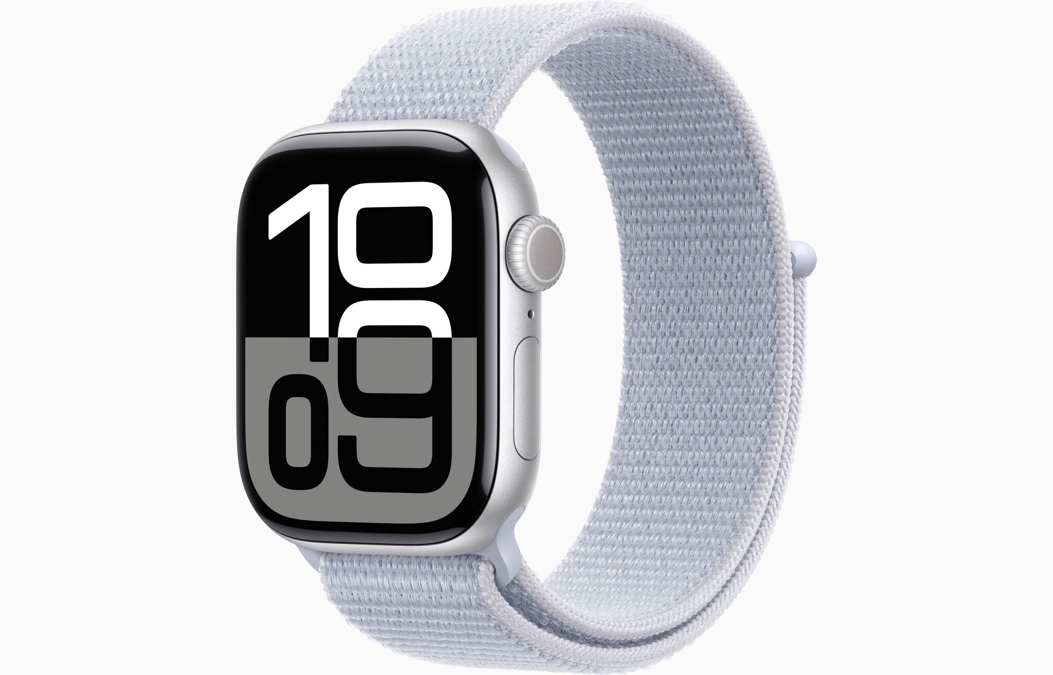 Apple Watch Series 10, 42 мм корпус из алюминия цвета «Silver», ремешок Textile Sport Cloud Blue