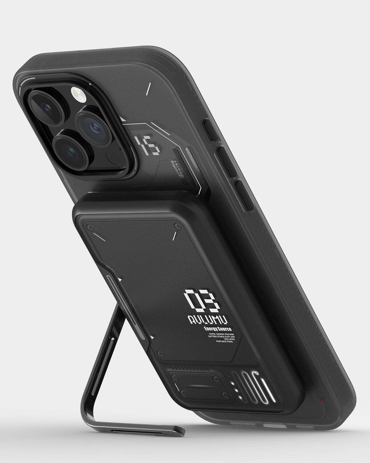 Внешний магнитный аккумулятор с подставкой Aulumu M03 MagSafe, Чёрный