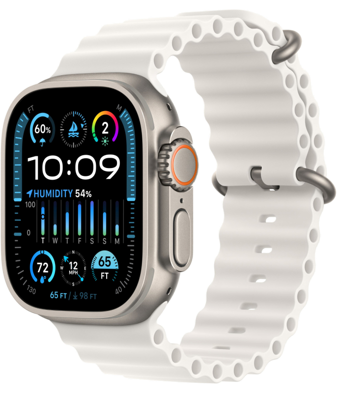 Apple Watch Ultra 2 49mm Titanium Case with White Ocean Band