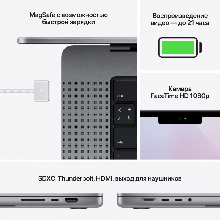 Apple MacBook Pro 16 MK1F3 Silver (M1 Pro 10-Core, GPU 16-Core, 16GB, 1TB) (серебристый)