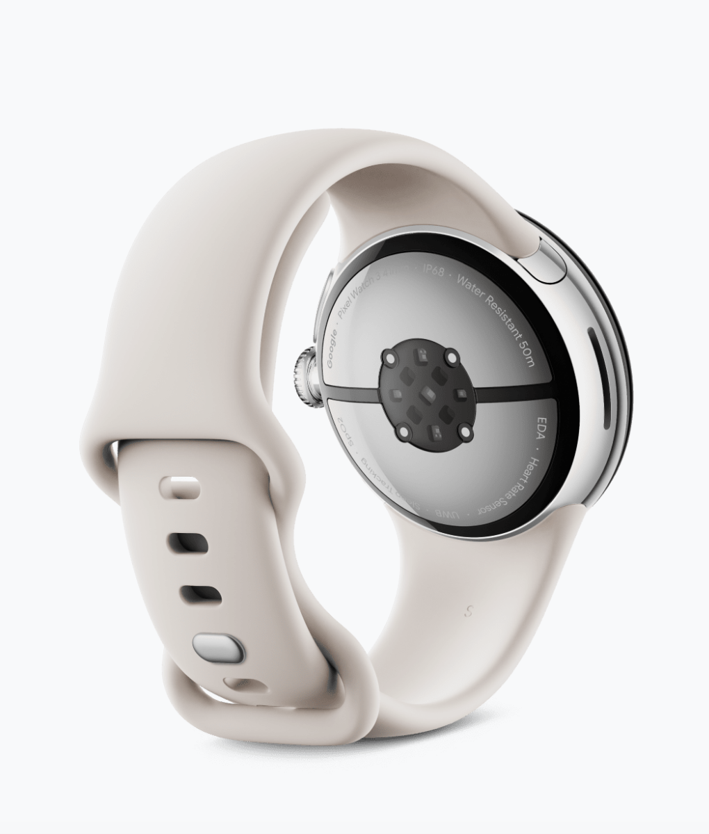 Google Pixel Watch 3 45mm Polished Silver Aluminum Case / Porcelain Active Band