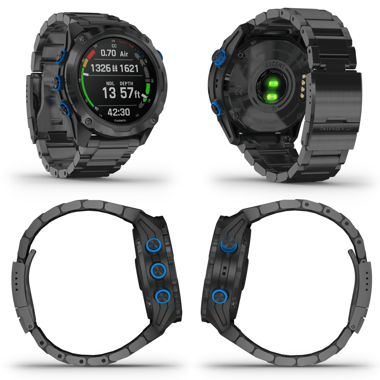Умные часы Garmin DESCENT MK2I Комплект, титановые с DLC-покрытием и черным титановым ремешком + датчик Descent T1