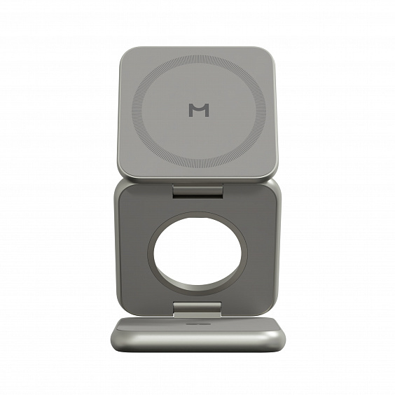 Складное беспроводное зарядное устройство Magssory Fold Pro 3 в 1 для iPhone, AirPods и Apple Watch, совместимое с MagSafe, Titan (Титановый)