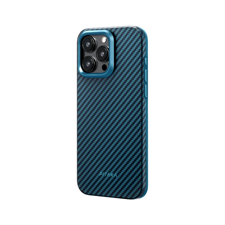 Противоударный чехол Pitaka MagEZ Pro 4 для iPhone 15 Pro Max 1500D Black/Blue (Twill)