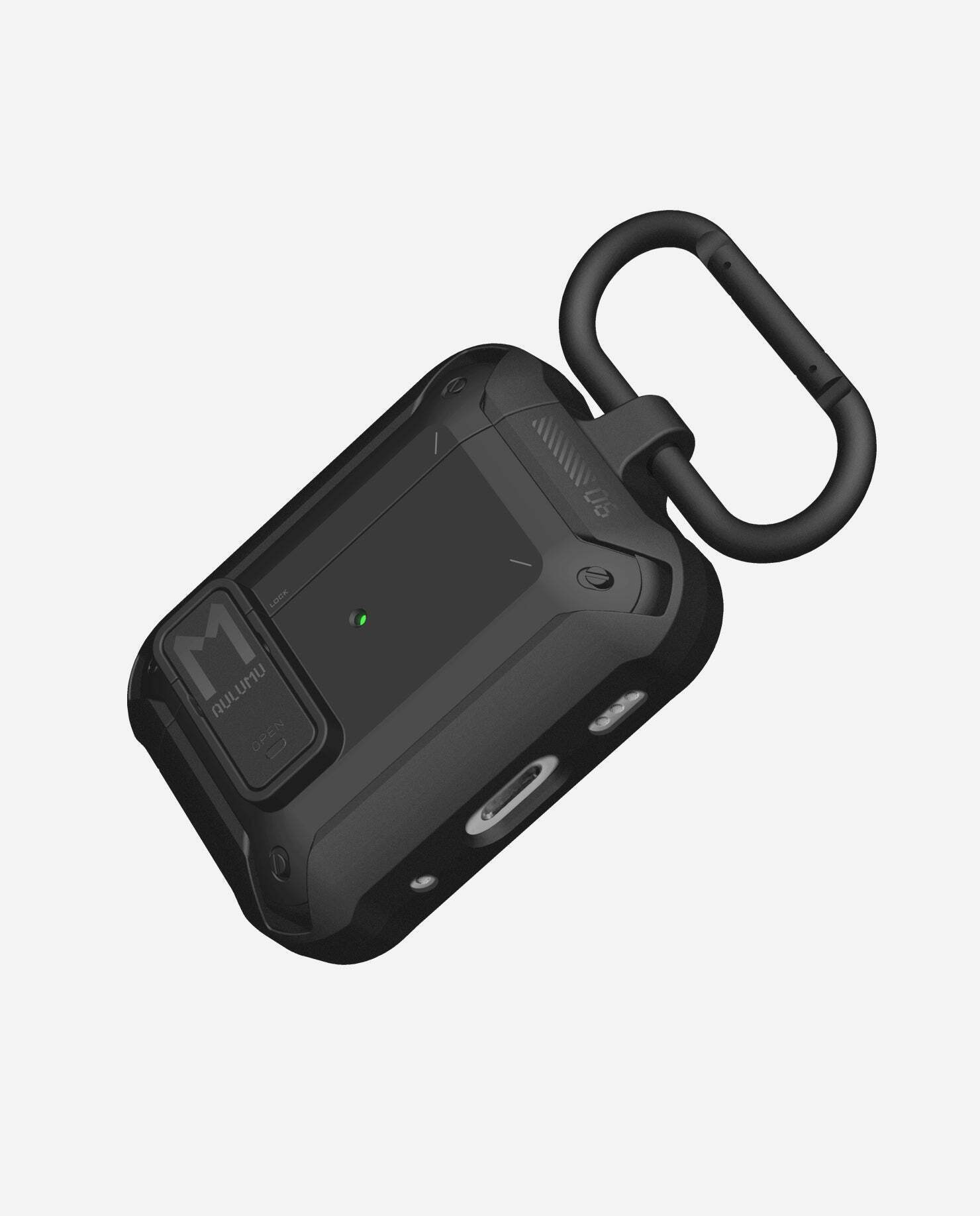 Чехол для AirPods Pro Aulumu, с замком и карабином чёрный